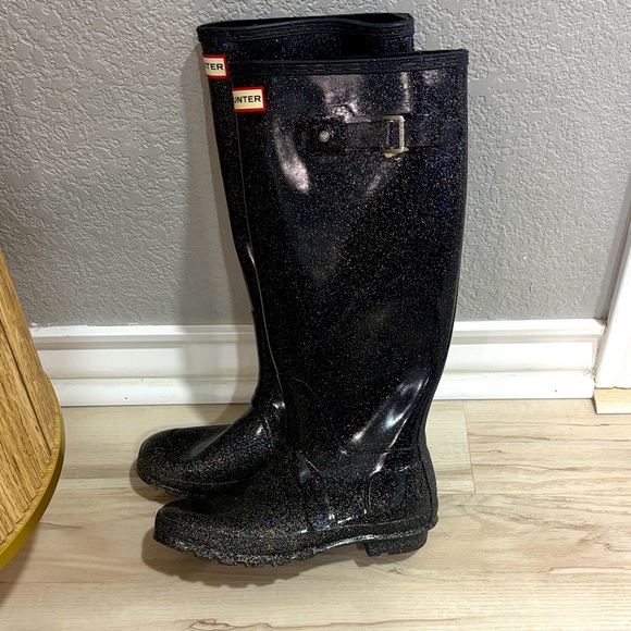Hunter Sparkling Black Tall Boots - Picture 1 of 3